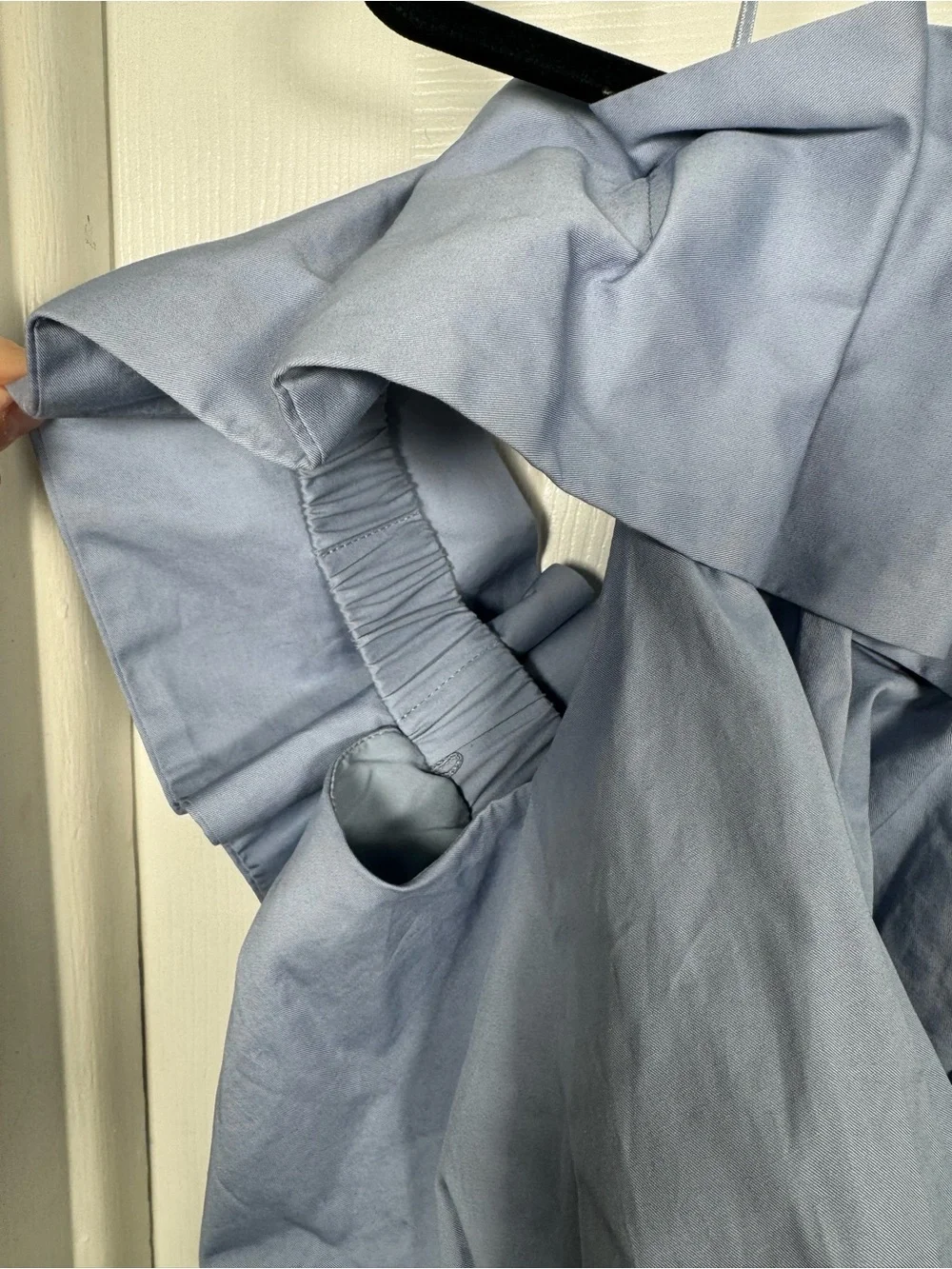Anthropologie Mare Mare Periwinkle Blue Pleated Ruffle Off Shoulder Top NWT XS - Picture 8 of 9